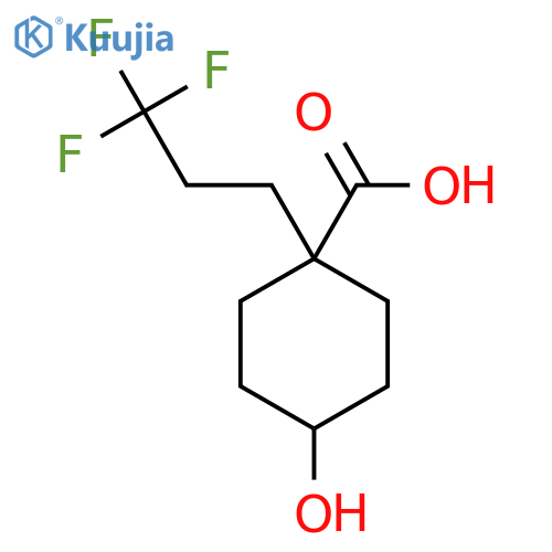 4-Hydroxy-1-(3,3,3-trifluoropropyl)cyclohexane-1-carboxylic acid structure