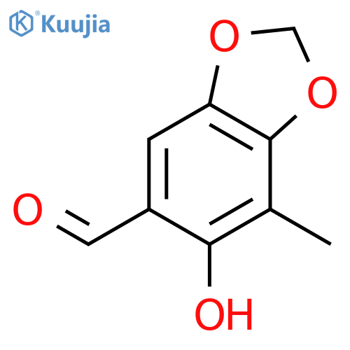6-hydroxy-7-methyl-1,3-benzodioxole-5-carbaldehyde structure