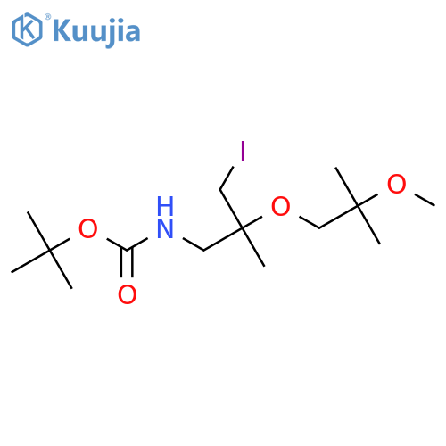 tert-butyl N-[3-iodo-2-(2-methoxy-2-methylpropoxy)-2-methylpropyl]carbamate structure