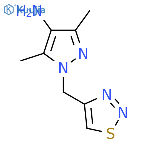 3,5-Dimethyl-1-[(1,2,3-thiadiazol-4-yl)methyl]-1H-pyrazol-4-amine structure