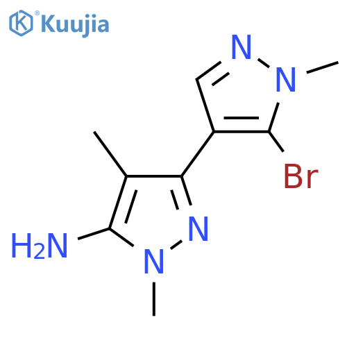 3-(5-bromo-1-methyl-1H-pyrazol-4-yl)-1,4-dimethyl-1H-pyrazol-5-amine structure