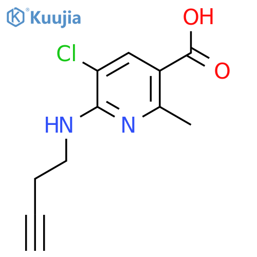 6-[(But-3-yn-1-yl)amino]-5-chloro-2-methylpyridine-3-carboxylic acid structure