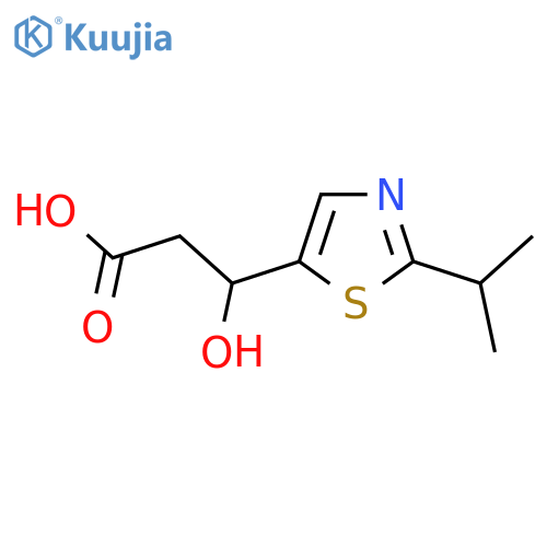 3-Hydroxy-3-[2-(propan-2-yl)-1,3-thiazol-5-yl]propanoic acid structure