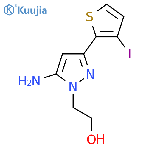 2-5-amino-3-(3-iodothiophen-2-yl)-1H-pyrazol-1-ylethan-1-ol structure