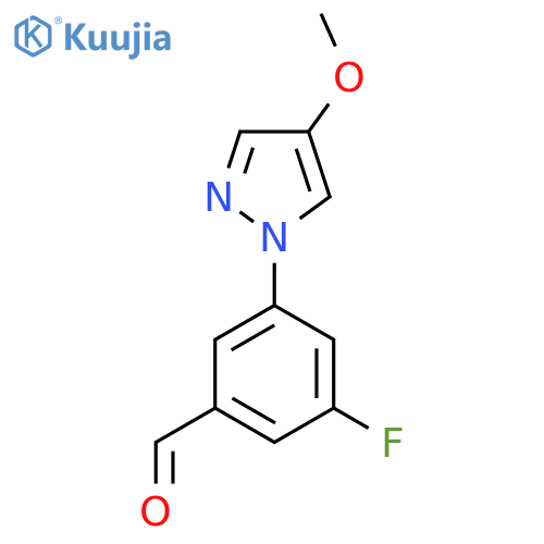 3-fluoro-5-(4-methoxy-1H-pyrazol-1-yl)benzaldehyde structure