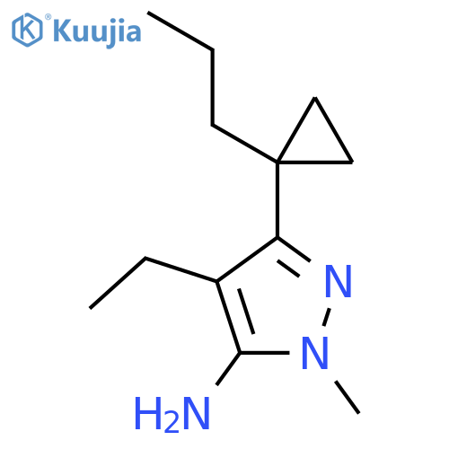 4-ethyl-1-methyl-3-(1-propylcyclopropyl)-1H-pyrazol-5-amine structure