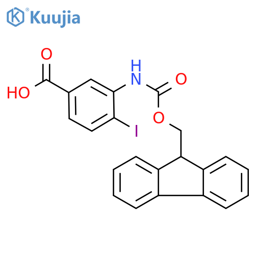 3-((((9H-Fluoren-9-yl)methoxy)carbonyl)amino)-4-iodobenzoic acid structure