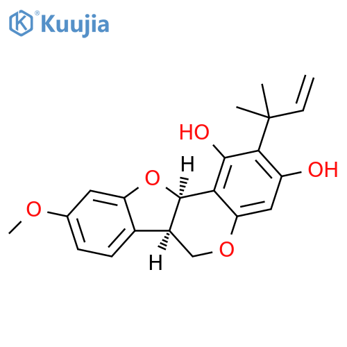 6H-Benzofuro[3,2-c][1]benzopyran-1,3-diol, 2-(1,1-dimethyl-2-propen-1-yl)-6a,11a-dihydro-9-methoxy-, (6aR,11aR)- structure