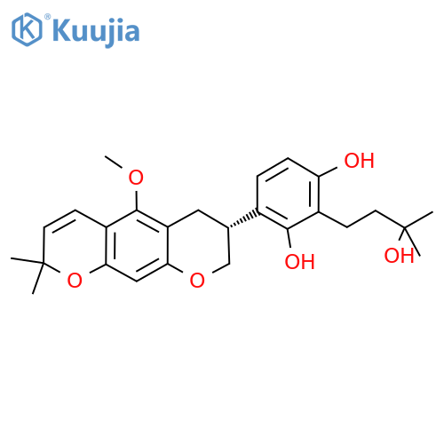 1,3-Benzenediol, 4-[(7R)-7,8-dihydro-5-methoxy-2,2-dimethyl-2H,6H-benzo[1,2-b:5,4-b']dipyran-7-yl]-2-(3-hydroxy-3-methylbutyl)- structure
