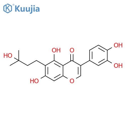 4H-1-Benzopyran-4-one, 3-(3,4-dihydroxyphenyl)-5,7-dihydroxy-6-(3-hydroxy-3-methylbutyl)- structure