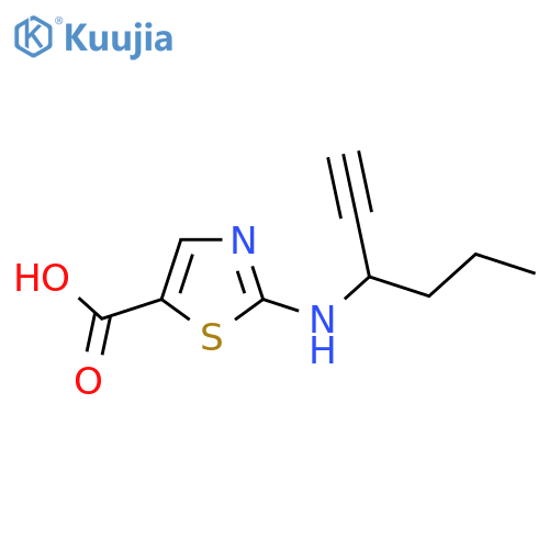 2-(hex-1-yn-3-yl)amino-1,3-thiazole-5-carboxylic acid structure