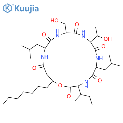 Cyclo(3-hydroxydecanoyl-D-leucyl-L-seryl-L-threonyl-D-leucyl-L-isoleucyl)(9CI) structure