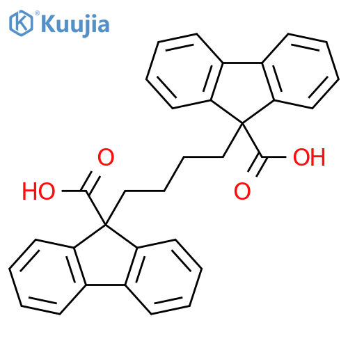 9,9'-(Butane-1,4-diyl)bis(9H-fluorene-9-carboxylic acid) structure