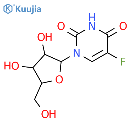 1-[3,4-dihydroxy-5-(hydroxymethyl)oxolan-2-yl]-5-fluoro-pyrimidine-2,4-dione structure