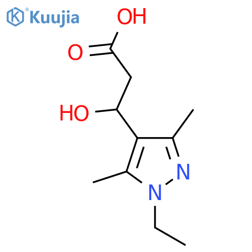 3-(1-ethyl-3,5-dimethyl-1H-pyrazol-4-yl)-3-hydroxypropanoic acid structure