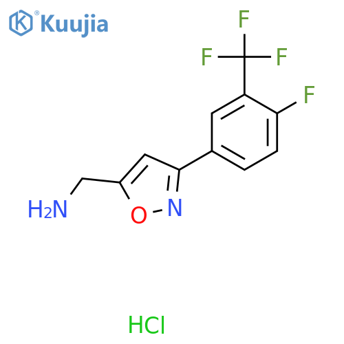 1-{3-4-fluoro-3-(trifluoromethyl)phenyl-1,2-oxazol-5-yl}methanamine hydrochloride structure