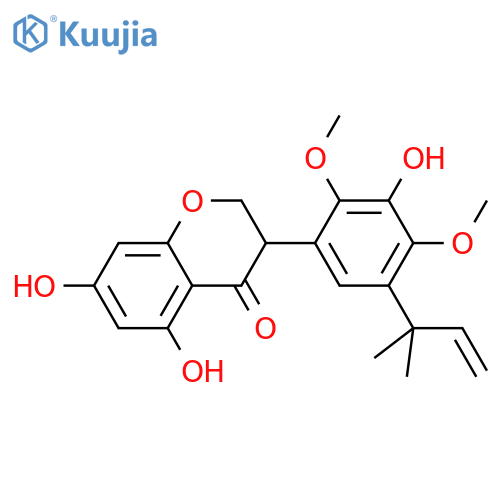 4H-1-Benzopyran-4-one,3-[5-(1,1-dimethyl-2-propen-1-yl)-3-hydroxy-2,4-dimethoxyphenyl]-2,3-dihydro-5,7-dihydroxy- structure