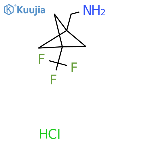 [3-(trifluoromethyl)-1-bicyclo[1.1.1]pentanyl]methanamine;hydrochloride structure