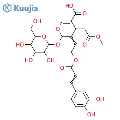 2H-Pyran-4-acetic acid,5-carboxy-3-[2-[[(2E)-3-(3,4-dihydroxyphenyl)-1-oxo-2-propenyl]oxy]ethylidene]-2-(b-D-glucopyranosyloxy)-3,4-dihydro-,a-methyl ester, (2S,3E,4S)- (9CI) structure