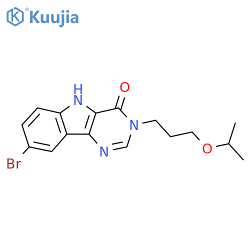 8-Bromo-3-(3-propan-2-yloxypropyl)-5H-pyrimido[5,4-b]indol-4-one structure