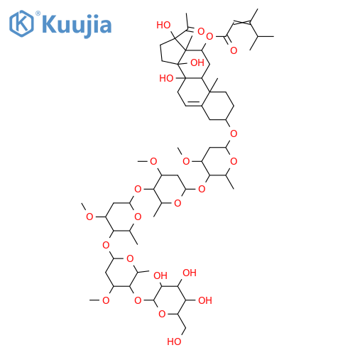 3,8,12,14,17-Pentahydroxypregn-5-en-20-one; (3β,12β,14β,17βOH)-form, 12-O-(3,4-Dimethyl-2E-pentenoyl), 3-O-[β-D-glucopyranosyl-(1→4)-β-D-oleandropyranosyl-(1→4)-β-D-oleandropyranosyl-(1→4)-β-D-cymaropyranosyl-(1→4)-β-D-cymaropyranoside] structure