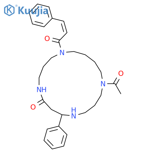 1,5,9,13-Tetraazacycloheptadecan-6-one,13-acetyl-1-[(2Z)-1-oxo-3-phenyl-2-propen-1-yl]-8-phenyl-, (8S)- structure