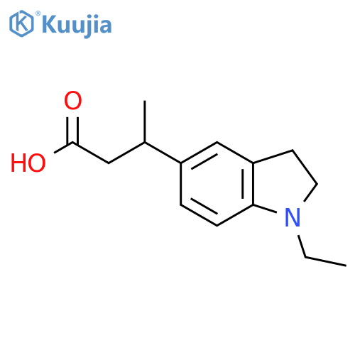 3-(1-ethyl-2,3-dihydro-1H-indol-5-yl)butanoic acid structure