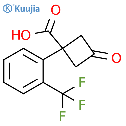 3-oxo-1-2-(trifluoromethyl)phenylcyclobutane-1-carboxylic acid structure