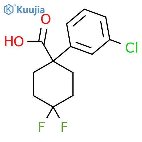 1-(3-chlorophenyl)-4,4-difluorocyclohexane-1-carboxylic acid structure