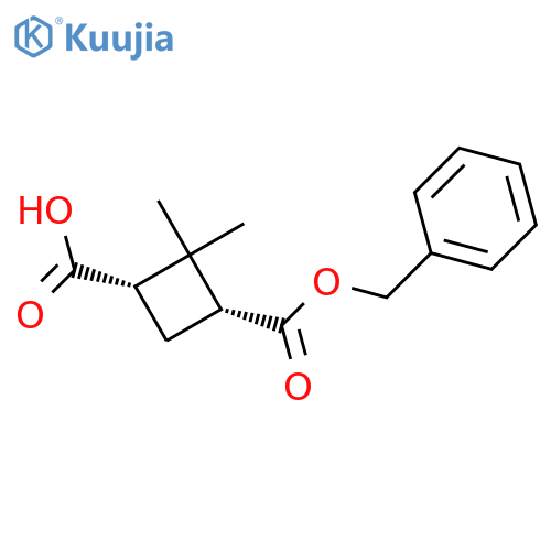 (1S,3R)-3-[(benzyloxy)carbonyl]-2,2-dimethylcyclobutane-1-carboxylic acid structure