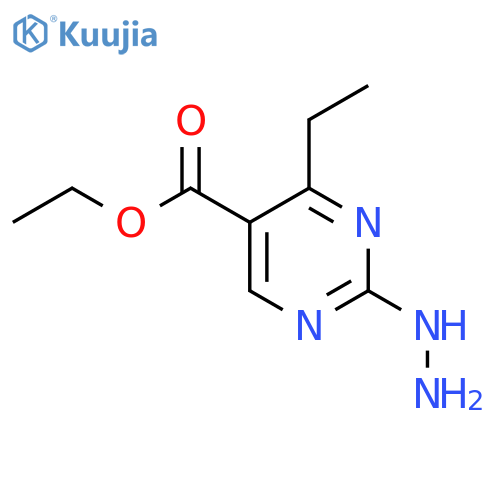 5-Pyrimidinecarboxylicacid, 4-ethyl-2-hydrazinyl-, ethyl ester structure