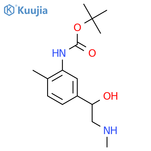 tert-butyl N-{5-1-hydroxy-2-(methylamino)ethyl-2-methylphenyl}carbamate structure