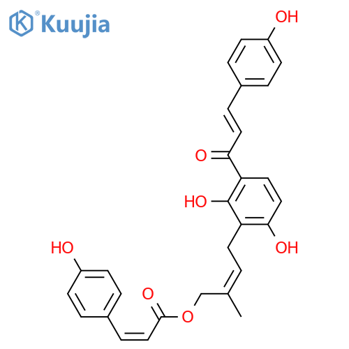 2-Propenoic acid,3-(4-hydroxyphenyl)-,(2Z)-4-[2,6-dihydroxy-3-[(2E)-3-(4-hydroxyphenyl)-1-oxo-2-propen-1-yl]phenyl]-2-methyl-2-buten-1-ylester, (2E)- structure