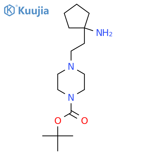 tert-butyl 4-2-(1-aminocyclopentyl)ethylpiperazine-1-carboxylate structure