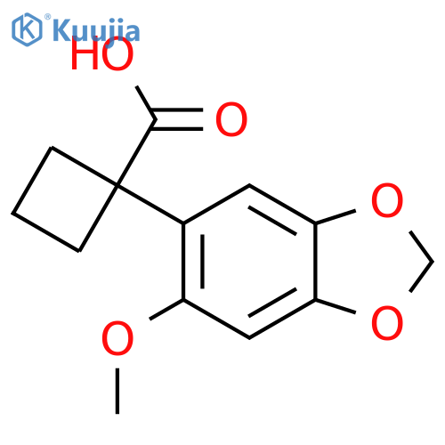 1-(6-methoxy-1,3-dioxaindan-5-yl)cyclobutane-1-carboxylic acid structure