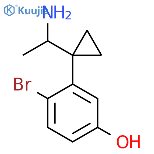 3-1-(1-aminoethyl)cyclopropyl-4-bromophenol structure