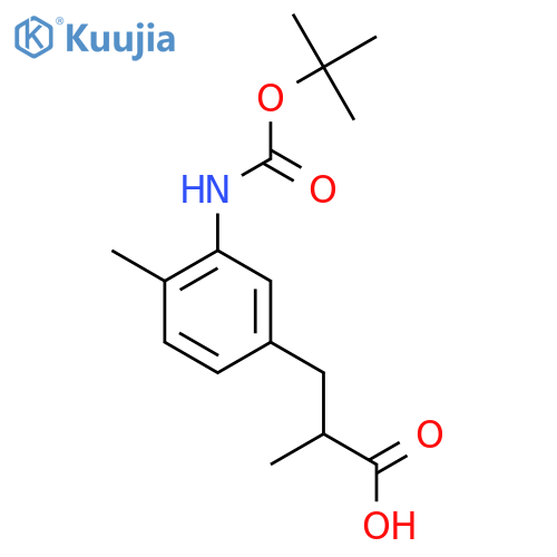 3-(3-{(tert-butoxy)carbonylamino}-4-methylphenyl)-2-methylpropanoic acid structure