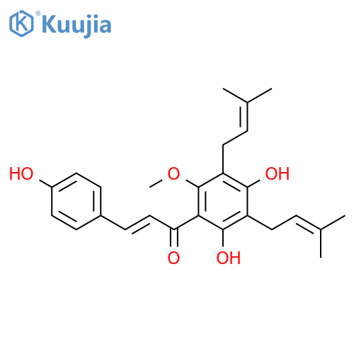 2-Propen-1-one, 1-[2,4-dihydroxy-6-methoxy-3,5-bis(3-methyl-2-buten-1-yl)phenyl]-3-(4-hydroxyphenyl)-, (2E)- structure