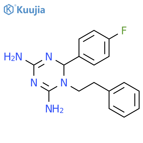 2-(4-fluorophenyl)-1-(2-phenylethyl)-2h-1,3,5-triazine-4,6-diamine structure