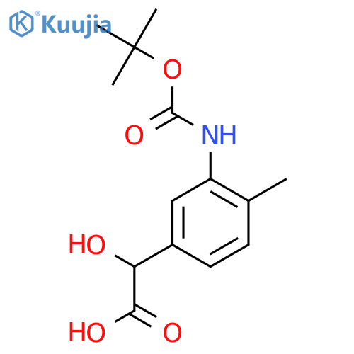 2-(3-{(tert-butoxy)carbonylamino}-4-methylphenyl)-2-hydroxyacetic acid structure