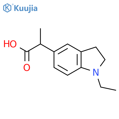 2-(1-ethyl-2,3-dihydro-1H-indol-5-yl)propanoic acid structure