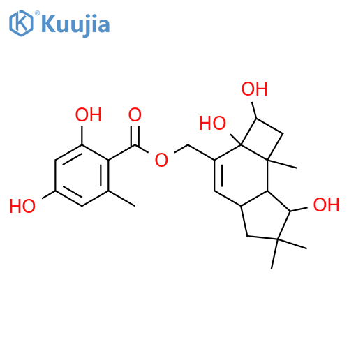 (1a,5b,6a)-7-Protoilludene-1,5,6,14-tetrol 14-(2,4-dihydroxy-6-methylbenzoic acid) structure