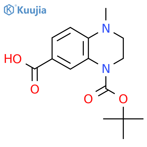 1-Methyl-4-[(2-methylpropan-2-yl)oxycarbonyl]-2,3-dihydroquinoxaline-6-carboxylic acid structure
