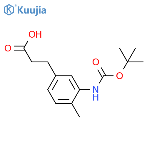 3-(3-{(tert-butoxy)carbonylamino}-4-methylphenyl)propanoic acid structure