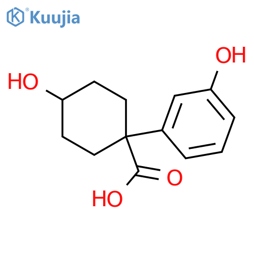4-hydroxy-1-(3-hydroxyphenyl)cyclohexane-1-carboxylic acid structure