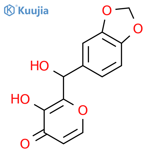 4H-Pyran-4-one, 2-(1,3-benzodioxol-5-ylhydroxymethyl)-3-hydroxy- structure