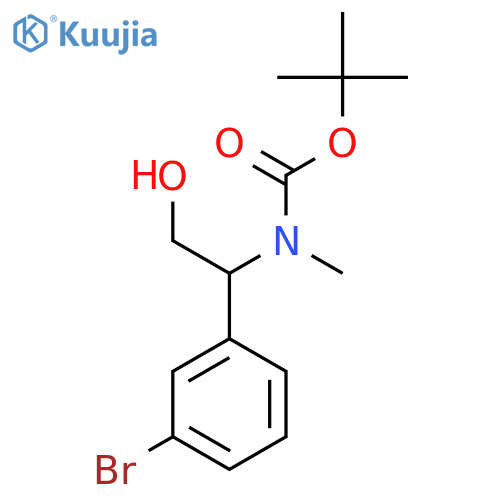 tert-butyl N-1-(3-bromophenyl)-2-hydroxyethyl-N-methylcarbamate structure