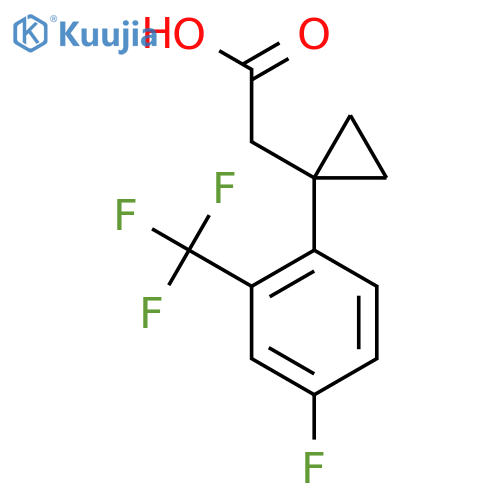 2-{1-4-fluoro-2-(trifluoromethyl)phenylcyclopropyl}acetic acid structure