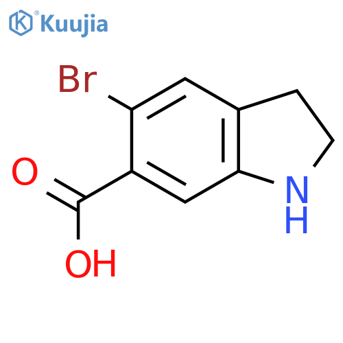5-Bromo-2,3-dihydro-1H-indole-6-carboxylic acid structure