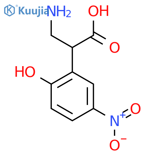 3-amino-2-(2-hydroxy-5-nitrophenyl)propanoic acid structure